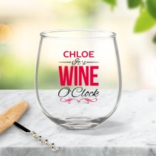 Wine O'Clock Stemless Wine Glass