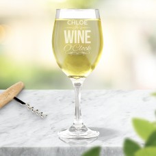 Wine O'Clock Engraved Wine Glass