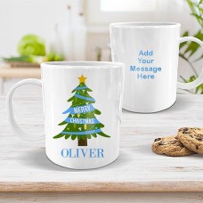 Blue Christmas White Plastic Mug