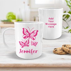 Butterflies White Plastic Mug