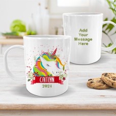 Colourful Unicorn White Plastic Mug