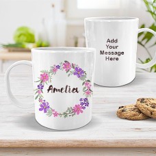 Flower Wreath White Plastic Mug