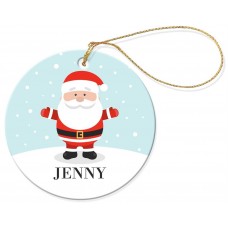 Happy Santa Christmas Round Porcelain Ornament