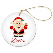 Jolly Santa Christmas Round Porcelain Ornament