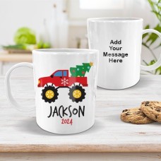 Monster Truck White Plastic Mug