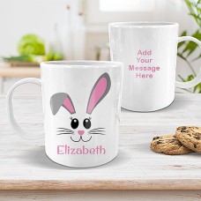 Pink Bunny Face White Plastic Mug