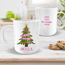 Pink Christmas White Plastic Mug