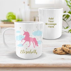 Pink Unicorn White Plastic Mug