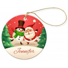 Santa Classic Christmas Round Porcelain Ornament