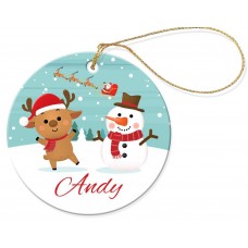 Winter Christmas Round Porcelain Ornament