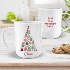 Xmas Tree White Plastic Mug