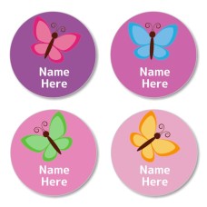 Butterfly Round Name Label
