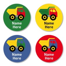 Dump Truck Round Name Label