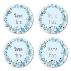 Flower Wreath Round Name Label