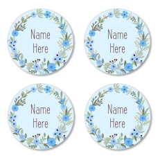 Flower Wreath Round Name Label