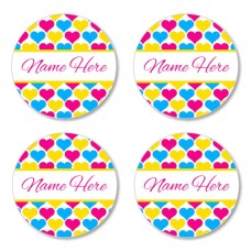 Hearts Round Name Label