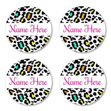 Leopard Print Round Name Label