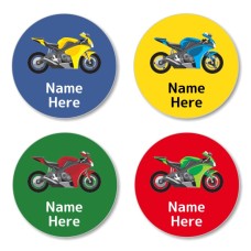 Motorbike Round Name Label