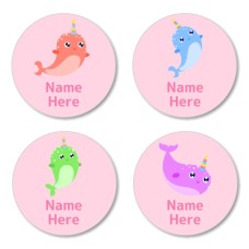Narwhal Round Name Label