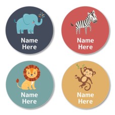 Zoo Animals Round Name Label