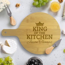 King of the Kitchen Round Bamboo Serving Board