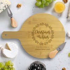 Christmas Wishes Round Bamboo Serving Board