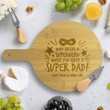 Super Dad Round Bamboo Serving Board