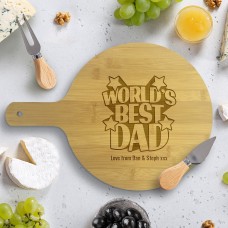 World's Best Dad Round Bamboo Serving Board