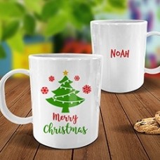 Christmas Tree White Plastic Mug