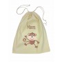 Brown Monkey Calico Drawstring Bag
