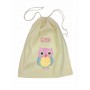 Pink Owl Calico Drawstring Bag
