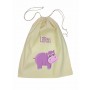 Purple Hippo Calico Drawstring Bag