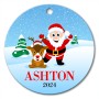 Blue Snow Round Porcelain Ornament