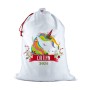 Colourful Unicorn White Santa Sack