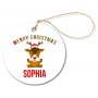Cute Reindeer Round Porcelain Ornament