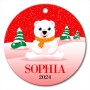 Red Snow Round Porcelain Ornament