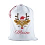 Reindeer Face White Santa Sack