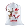 Santa & Reindeer White Santa Sack
