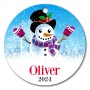 Snowman Round Porcelain Ornament