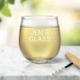 Person's Engraved Stemless Wine Glass