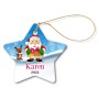 Santa Gift Star Porcelain Ornament