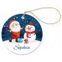 Frosty Christmas Round Porcelain Ornament