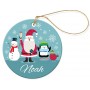 Santa Friends Christmas Round Porcelain Ornament