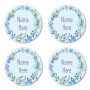 Flower Wreath Round Name Label
