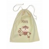 Drawstring Library Bag with Brown Monkey