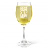 Best Step Mum Engraved Wine Glass - White