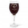 Double Heart Engraved Wine Glass - Red