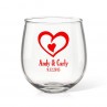 Double Heart Stemless Wine Glass