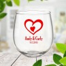 Double Heart Stemless Wine Glass