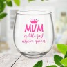 Mum Crown Stemless Wine Glass